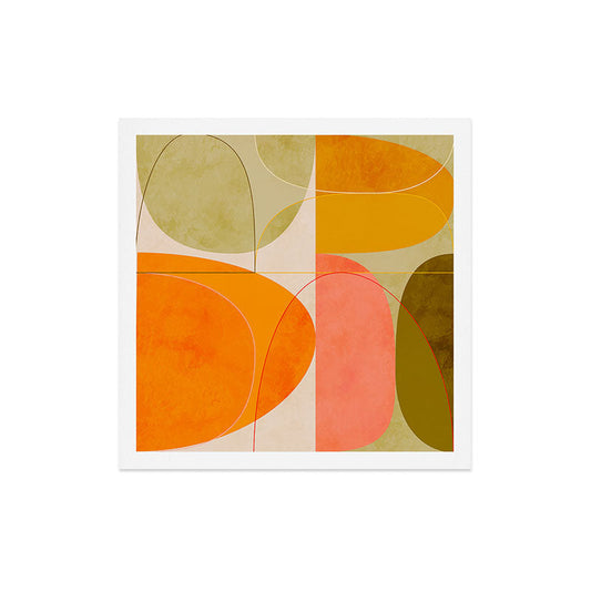 mid century geometric lines curry blush spring Art Print Gallery Image 2
