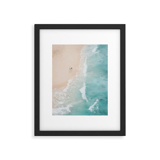 Couple on the Pastel Shore - Aerial Coastal Print Framed Art Print Gallery Image 2
