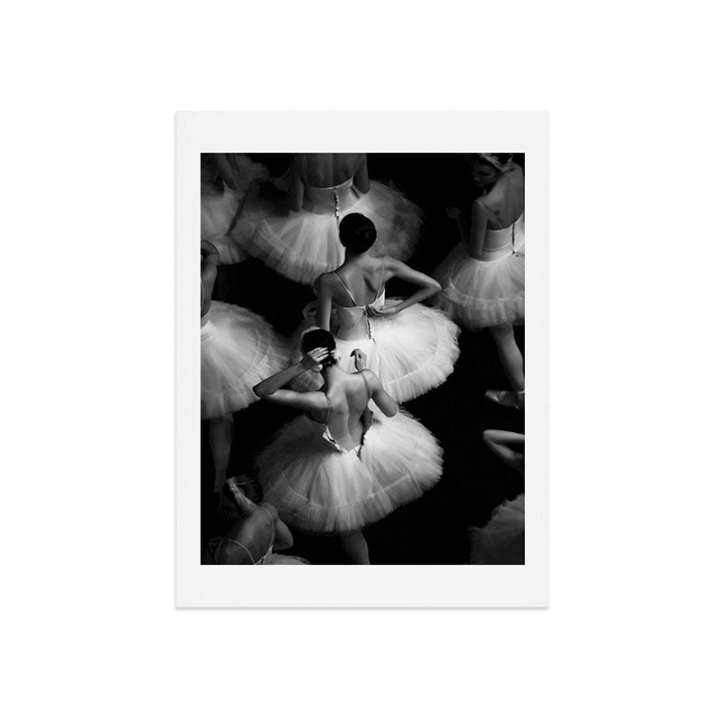 Ballerinas getting ready for the big performance black and white photograph - photographs Art Print Gallery Image 7