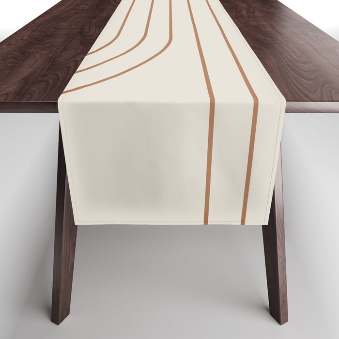 Minimal Line Curvature VI Earthy Natural Mid Century Modern Arch Abstract Table Runner Gallery Image 1