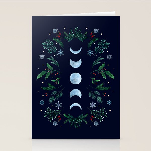 Moonlight Garden - Festive Green Stationery Card Gallery Image 1