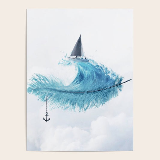 Water Feather ⢠Blue Feather I Poster Gallery Image 2