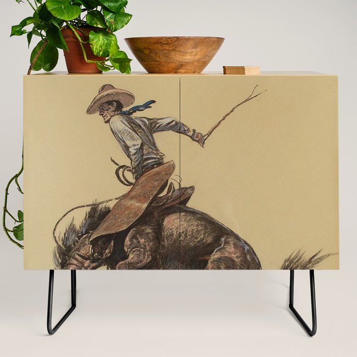 Bucking Horse Western Art by Will James Credenza Gallery Image 2
