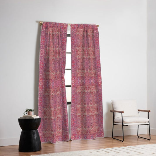Pink Vintage Antique Oriental Traditional Moroccan Original Artwork Window Curtain Gallery Image 2