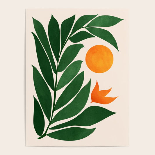 Tropical Forest Sunset / Mid Century Abstract Shapes Poster Gallery Image 2