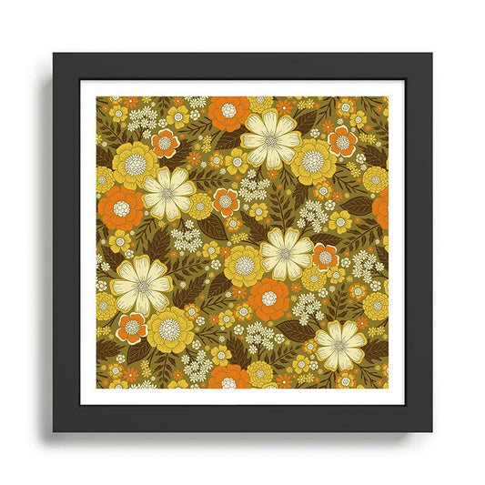 1970s Retro/Vintage Floral Pattern Framed Art Print Gallery Image 2