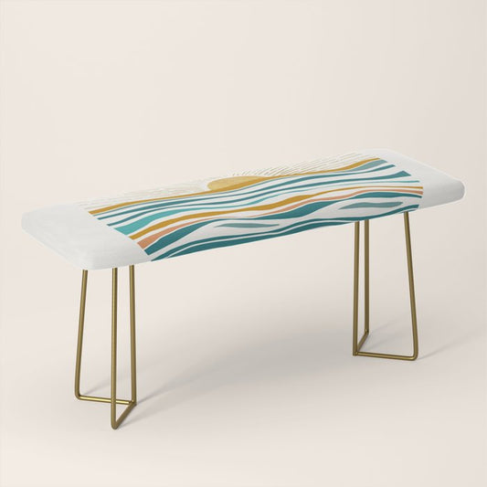 The Sun and The Sea - Gold and Teal Bench Gallery Image 2