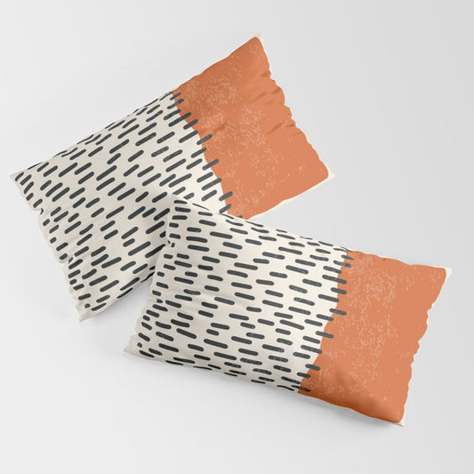 Mid Century Modern Minimalist Rothko Inspired Color Field Red Rain With Lines Geometric Style Pillow Sham Gallery Image 2
