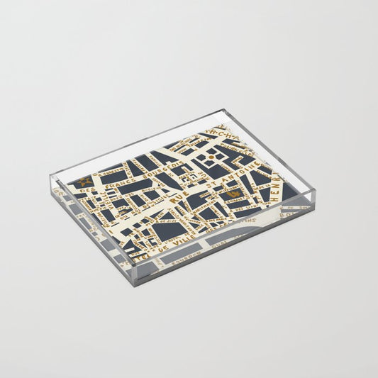 PARIS MAP GREY GOLD Acrylic Tray Gallery Image 2