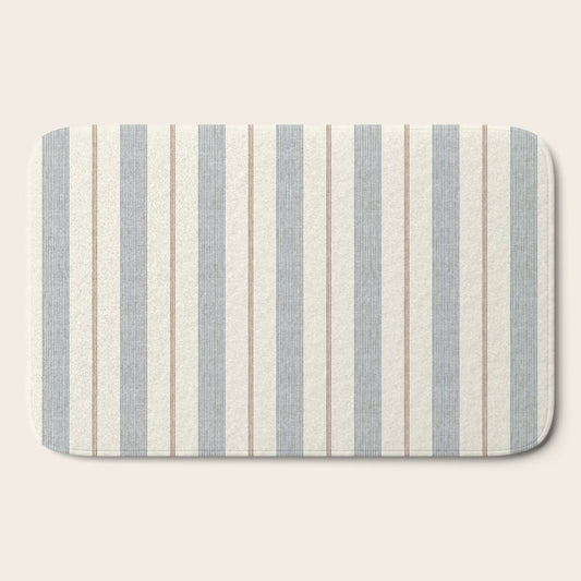 ivy stripes - blue, rust on cream Bath Mat Gallery Image 2