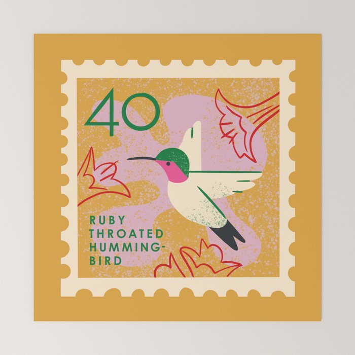 Hummingbird Postage Stamp Mini Art Print Gallery Image 6