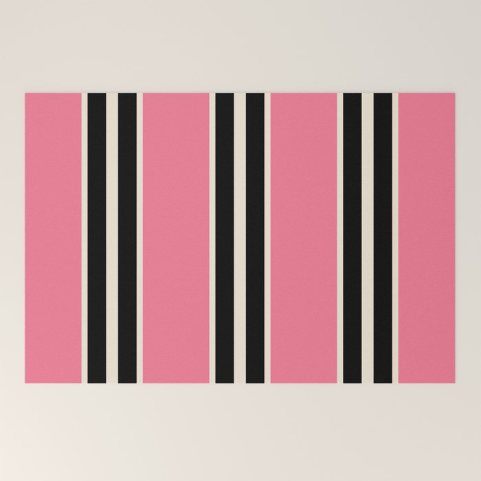 Vertical Stripes Pink and Black Welcome Mat Gallery Image 2