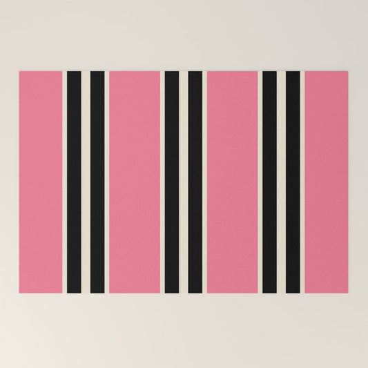 Vertical Stripes Pink and Black Welcome Mat Gallery Image 2