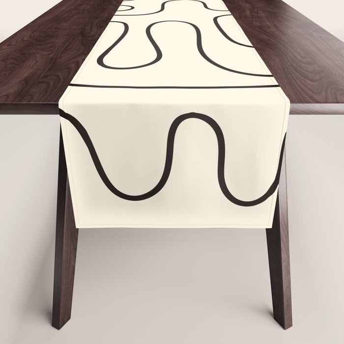 Abstract Lines 2 black and white Table Runner Gallery Image 1