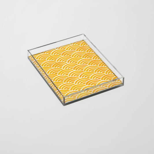 Japanese Seigaiha Wave â Marigold Palette Acrylic Tray Gallery Image 2