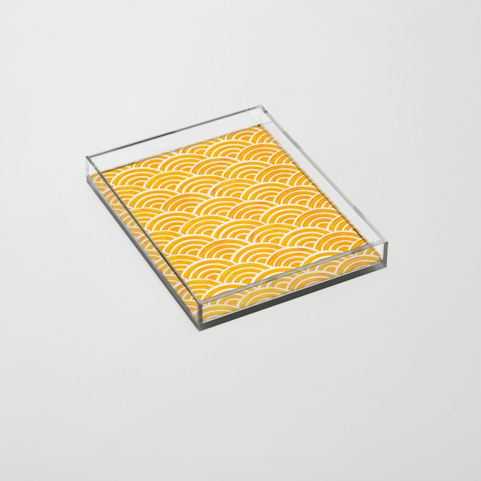 Japanese Seigaiha Wave â Marigold Palette Acrylic Tray Gallery Image 2
