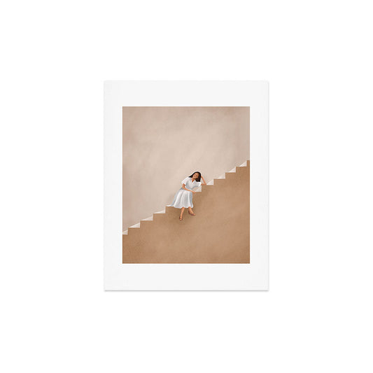 Girl Thinking on a Stairway Art Print Gallery Image 2