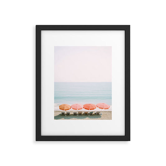 Beach Umbrella Pastel Minimalist AI Photography Framed Art Print Gallery Image 2