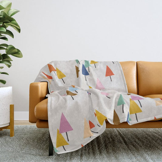 Pastel Triangle Trees: Cozy Winter Vibes with Modern Charm Throw Blanket Gallery Image 2