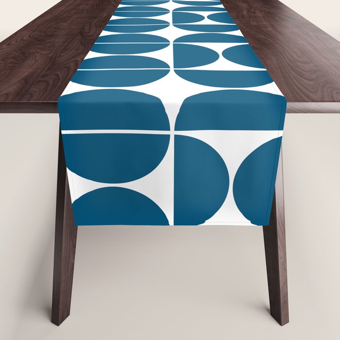Mid Century Modern Blue Square Table Runner Gallery Image 1