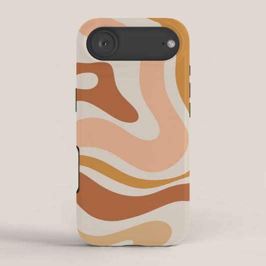 Modern Retro Liquid Swirl Abstract Square in Terracotta Earth Tones iPhone Case Gallery Image 2