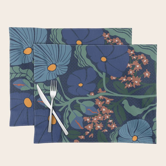 Klimt flower dark blue Placemat Gallery Image 2