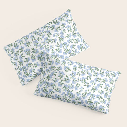 Hydrangea blue flowers, botanicals, blue and white floral Pillow Sham Gallery Image 2