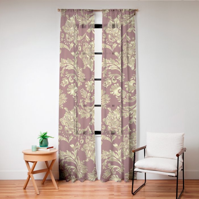 Red & Gold Floral Damasks Pattern Window Curtain Gallery Image 24