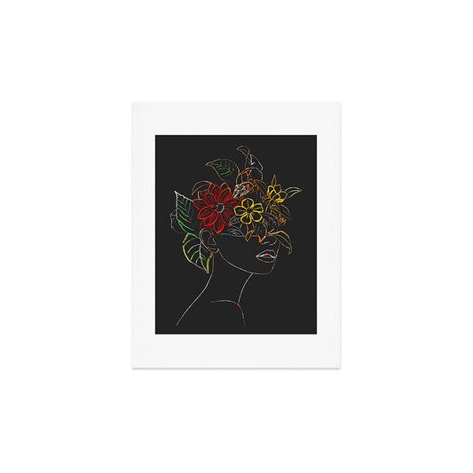 woman with flowers 8 Line Art Art Print Gallery Image 2