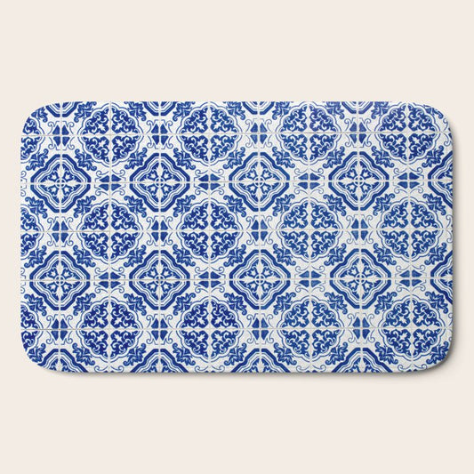 Mediterranean Tile Pattern Portuguese Azulejos Art Bath Mat Gallery Image 2
