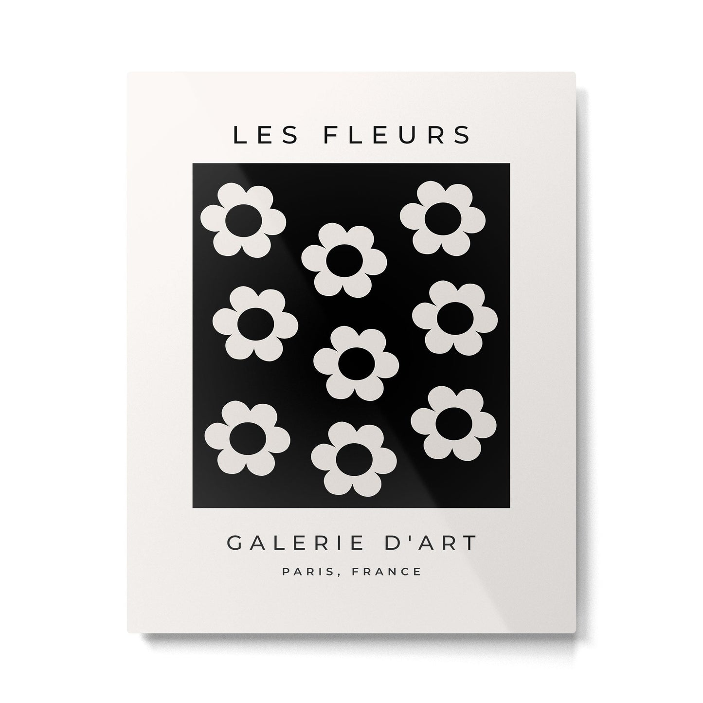 Les Fleurs | 02 - Flower Print Black And White Retro Flowers Wall Art Modern Decor Abstract Metal Print Gallery Image 3