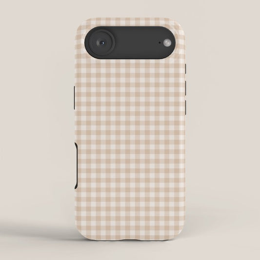 Gingham Plaid Pattern - Warm Neutral Tan iPhone Case Gallery Image 2