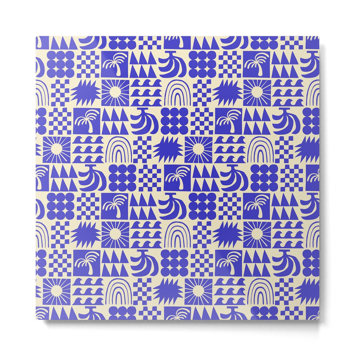Abstract blue tropical mosaic art pattern Metal Print Gallery Image 5