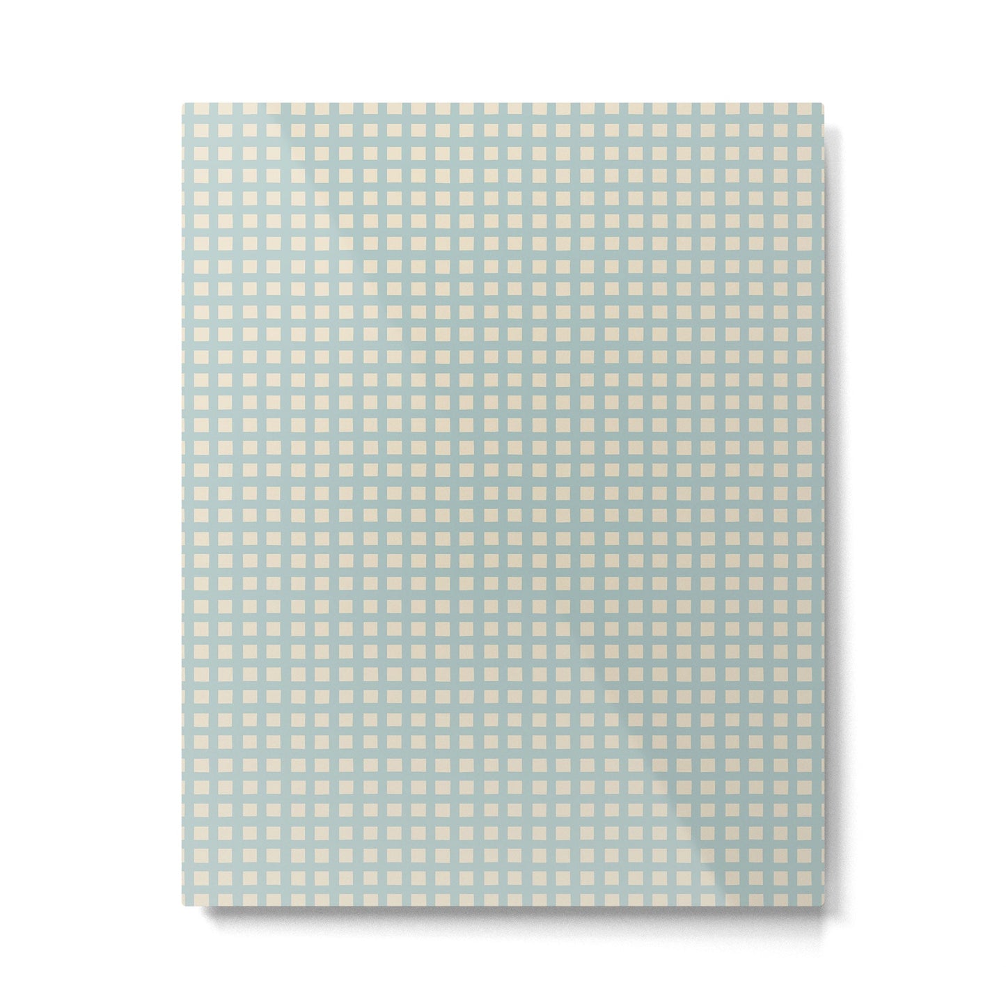 Blue geometric gingham grid art pattern Metal Print Gallery Image 3