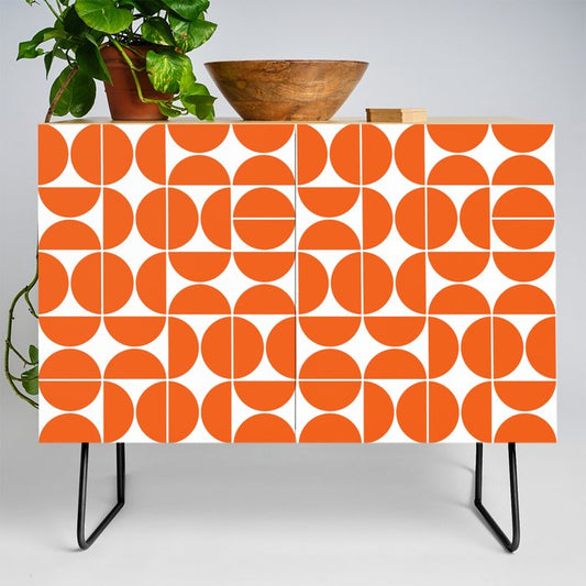 Mid Century Modern Geometric 04 Orange Credenza Gallery Image 2
