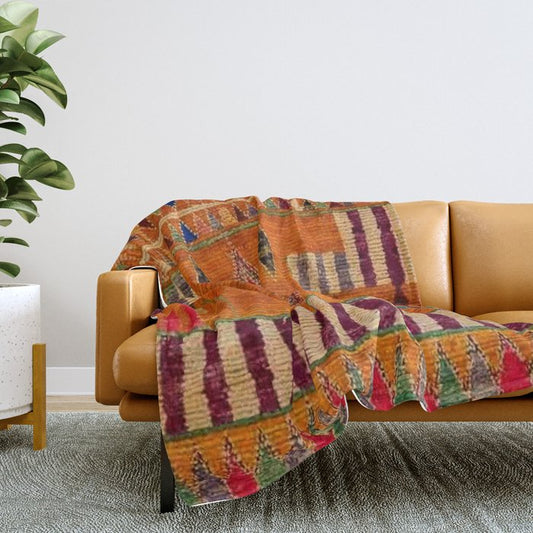 Orange Traditional Moroccan Design Throw Blanket Gallery Image 2