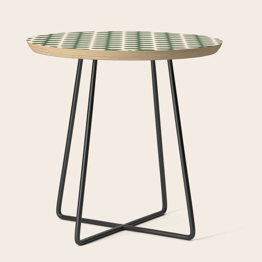 Retro Mid Century Modern Waves in Forest Green and Creamy White Side Table Gallery Image 2