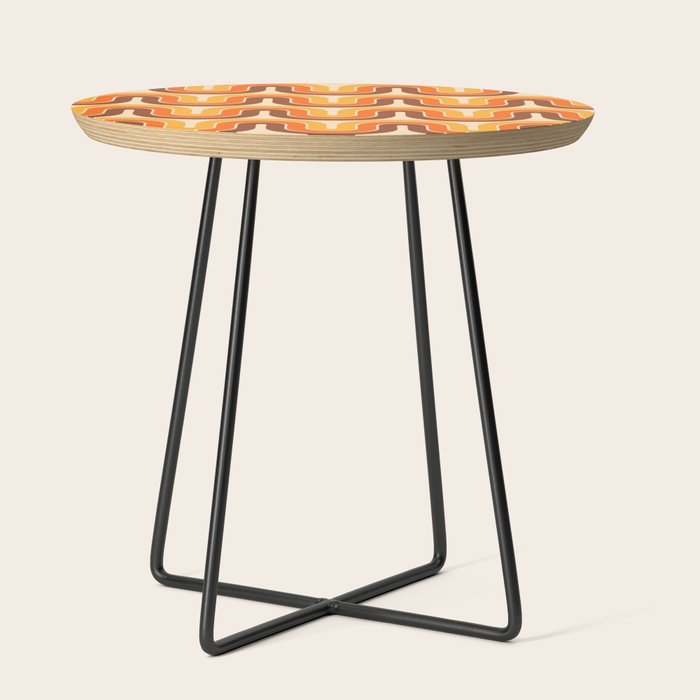 70s Retro Vintage Style Wave Pattern Autumn Brown Orange and Yellow Side Table Gallery Image 2