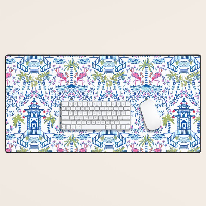 Colorful Coastal Chinoiserie Desk Mat Gallery Image 1