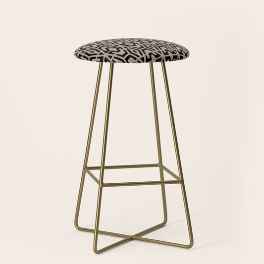 Geometric Art, Aztec Prints, Black and Beige, Wall Art Boho Stool Gallery Image 2