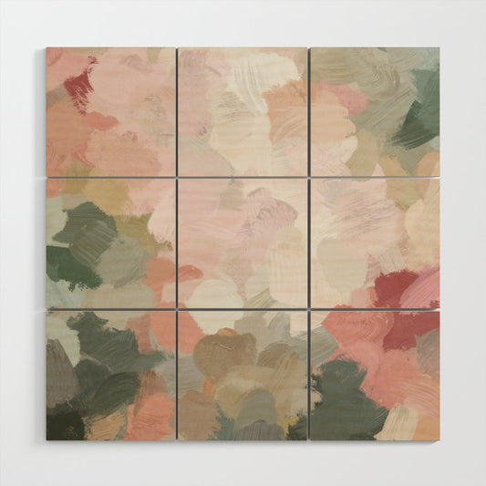 Time to Bloom - Forest Green Fuchsia Blush Pink Abstract Flower Spring Painting Art Wood Wall Art Gallery Image 2
