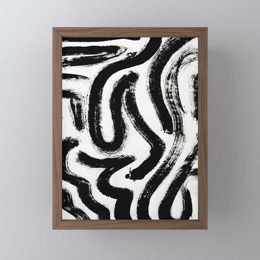 Black and White Abstract Pattern 1: A minimal black and white pattern by Alyssa Hamilton Art Mini Art Print Gallery Image 2