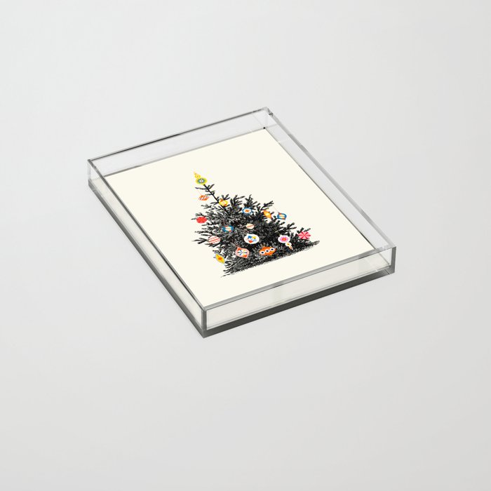 Retro Decorated Christmas Tree Acrylic Tray Gallery Image 2