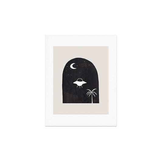 Ancient Alien Visitor Black White Minimalist Line Drawing Paper Collage by Ejaaz Haniff Art Print Gallery Image 2