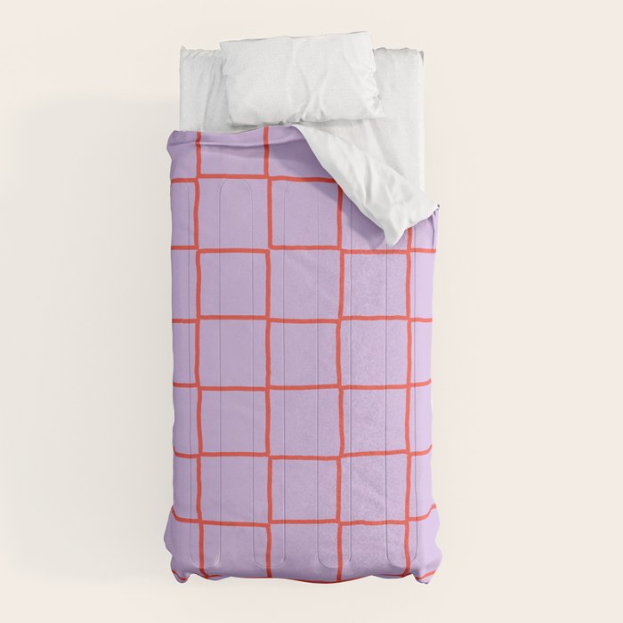 Red + Lavender Plaid Checker Comforter Gallery Image 10