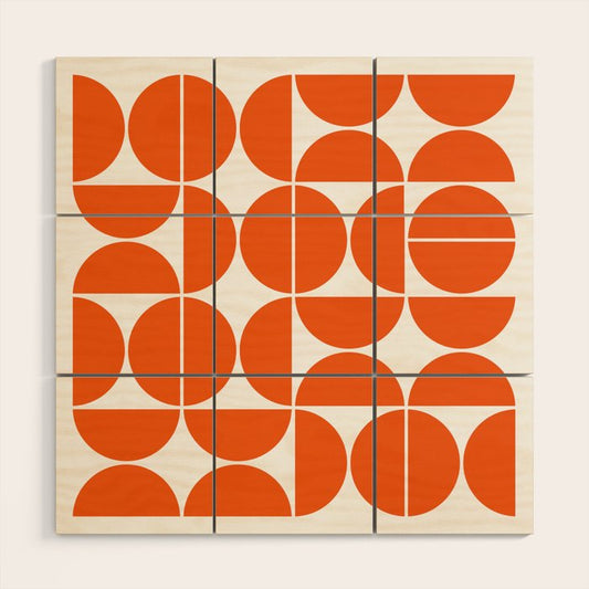 Mid Century Modern Geometric 04 Orange Wood Wall Art Gallery Image 2