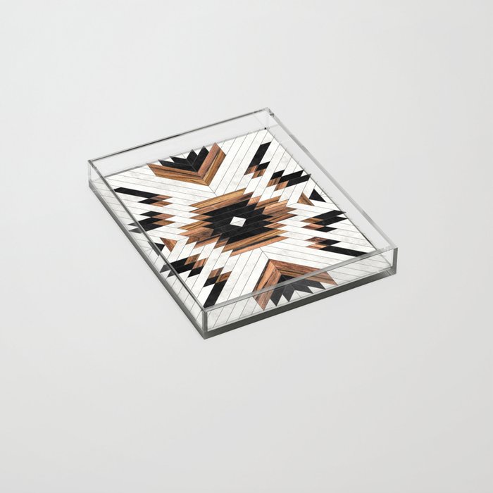 Urban Tribal Pattern No.5 - Aztec - Concrete and Wood Acrylic Tray Gallery Image 2
