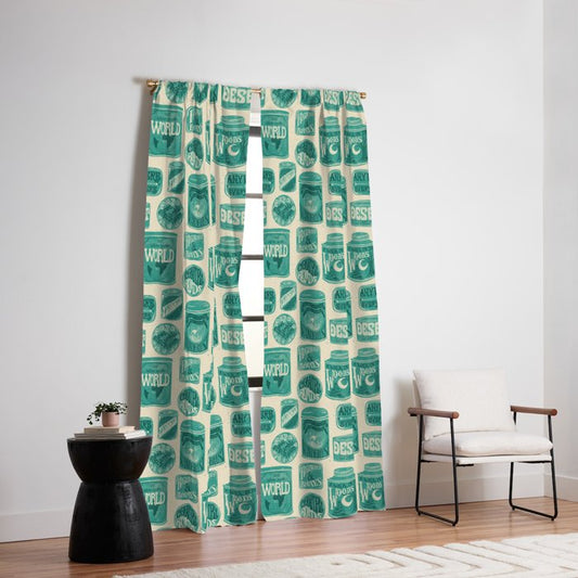 Vagabondâs Cupboard - teal and cream Window Curtain Gallery Image 2