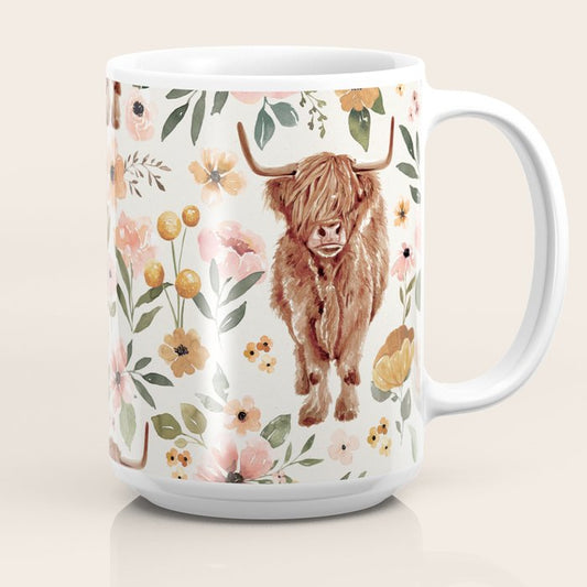 Cate & Rainn® Charlotte Floral Highland Cow Coffee Mug Gallery Image 2