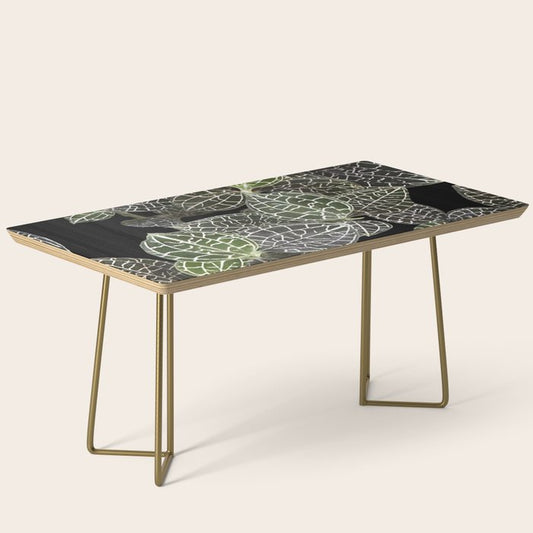 Elegant leaf skeleton foliage on black Coffee Table Gallery Image 2